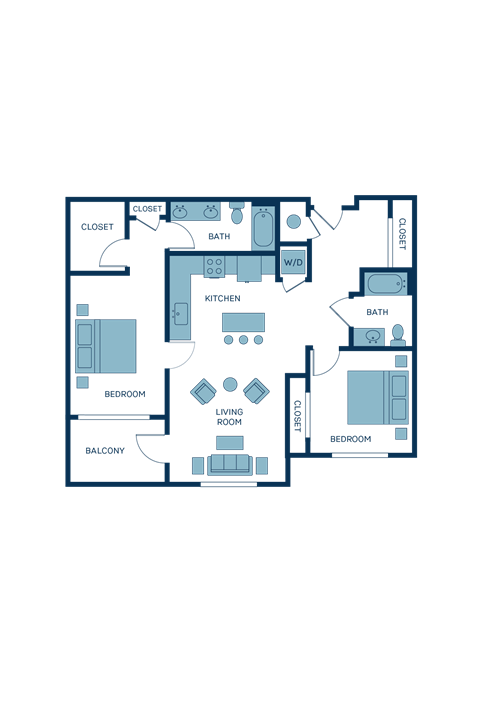 a floor plan of a residence with a bedroom and a living room